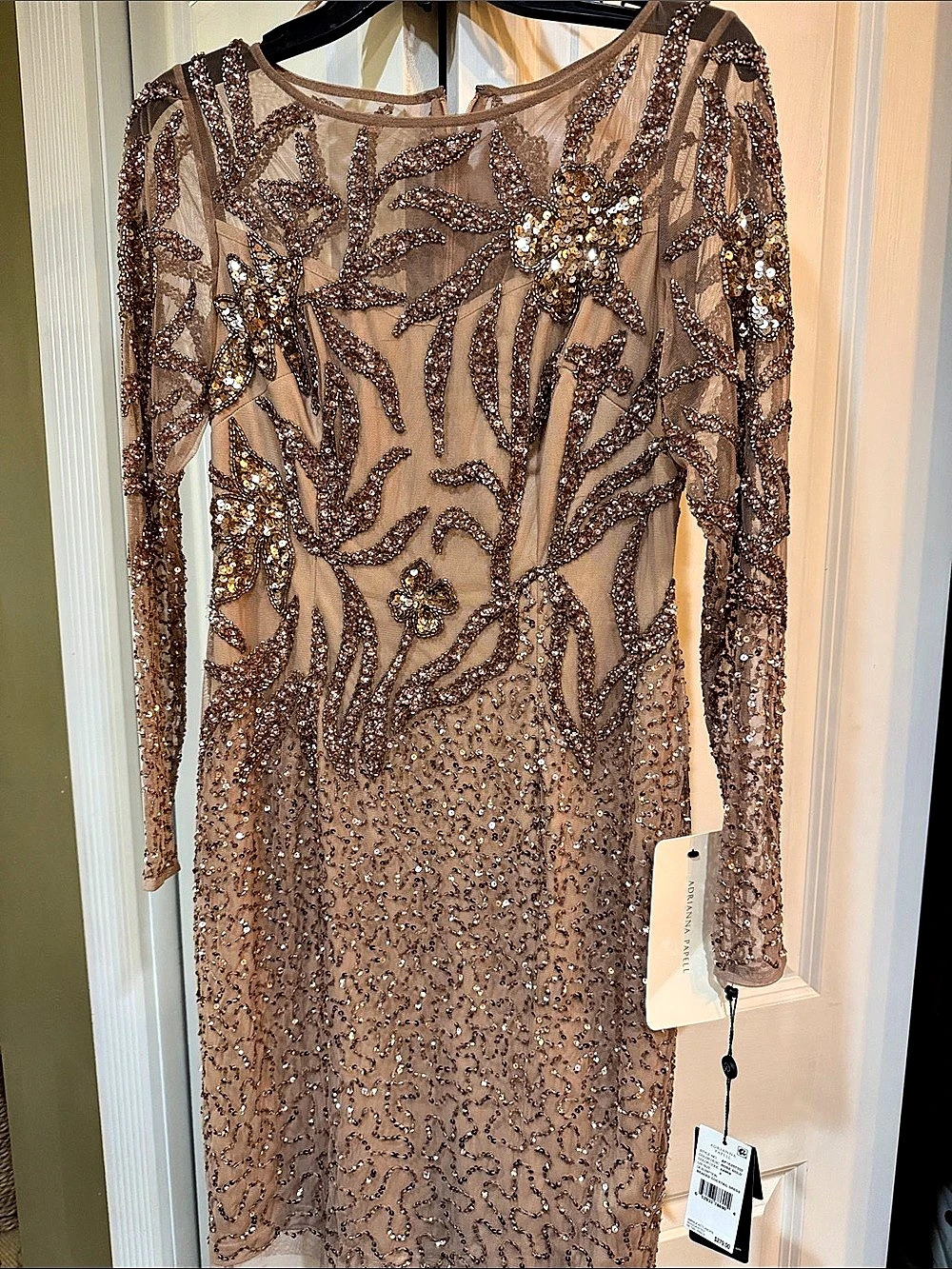 Adrianna Papell Beaded Cocktail Dress Brown Size 4